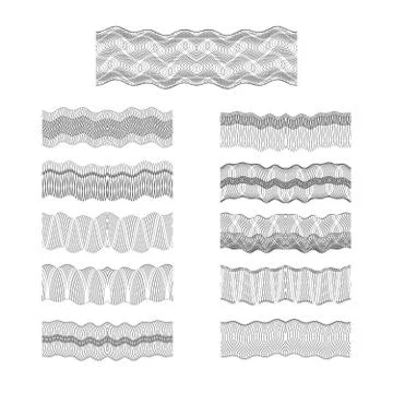 Guilloche vector borders set engraving money pattern texture Stock Illustration