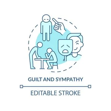 Guilt and sympathy turquoise concept icon Stock Illustration