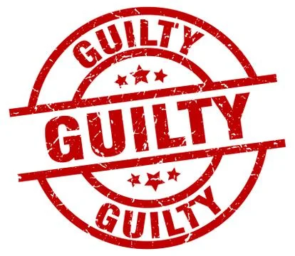 Guilty round red grunge stamp Illustrazione stock