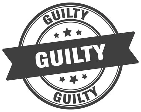 Guilty stamp. guilty label on transparent background. round sign Stock Illustration
