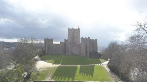 Guimaraes Castle Portugal Stock Footage