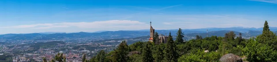 Guimarães, Portugal - Panoramic view of the City and the Surrounding Mountains Stock Photos