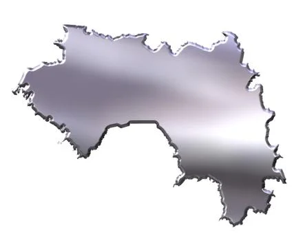 Guinea 3D Silver Map Stock Illustration