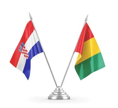 Guinea and Croatia table flags isolated on white 3D rendering Stock Illustration