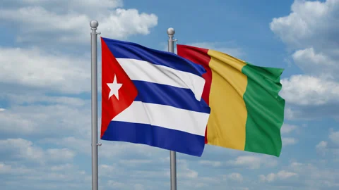 Guinea and Cuba two flags Video stock 269660146