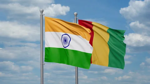 Guinea and India two flags Stock Footage 267419885