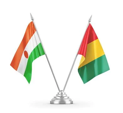 Guinea and Niger table flags isolated on white 3D rendering Stock Illustration