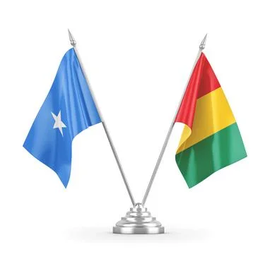 Guinea and Somalia table flags isolated on white 3D rendering Stock Illustration