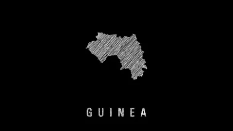 Guinea animated map sketch on black background 스톡 동영상 321721823