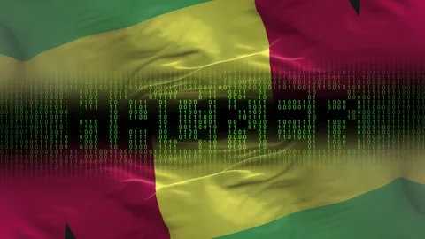 Guinea Biisau flag - Waving flag on matrix binary code background Stock Footage 321420053