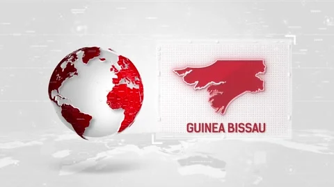 Guinea Bissau 4K Tech Map Beside Globe On White Background. Stock Footage 340014439