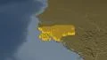 Guinea-Bissau extruded. Bumps. 4k or 4k+ Resolution