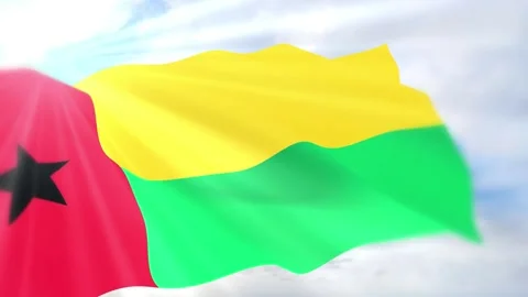 Guinea Bissau Flag Seamless Loop 4k 60fps on Sky Background Stock Footage 340624617