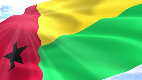 Guinea Bissau Flag Seamless Loop 4k 60fps on Sky Background Stock Footage 341560994