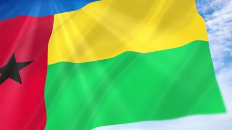 Guinea Bissau Flag Seamless Loop 4k 60fps on Sky Background 動画素材 341673631