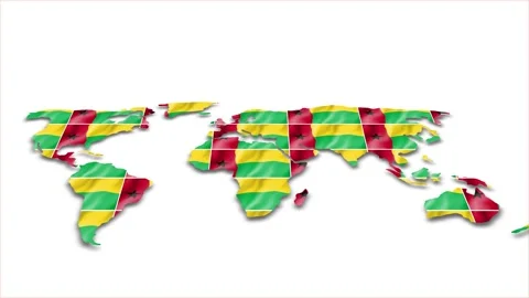 Guinea Bissau flag wave 3d earth map animation white background Vidéo 264294107
