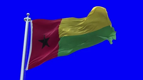 Guinea-Bissau Flag Waving in Loopable and Textured green screen background Stock Footage 296876730