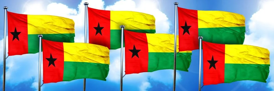 Guinea bissau flags, 3D rendering, on a cloud background Stock Illustration
