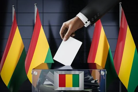 Guinea Bissau flags, hand dropping ballot card into a box Illustration