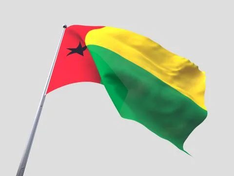 Guinea Bissau flying flag isolate on white background. Stock Illustration