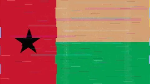 Guinea Bissau Glitch Flag Vector - RGB Split Digital Video Frame Design Stock Illustration