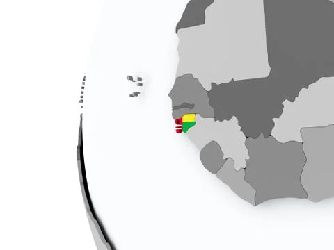 Guinea-Bissau on globe with flag Stock Illustration