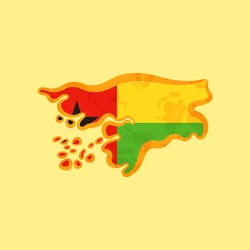 Guinea-Bissau - Map colored with the flag Stock Illustration