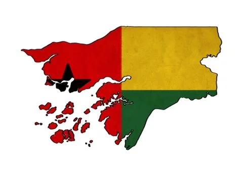 Guinea-bissau map on  flag drawing ,grunge and retro flag series Stock Illustration