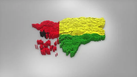 Guinea-Bissau Map with Flag Intro Background Stock Footage 315164435