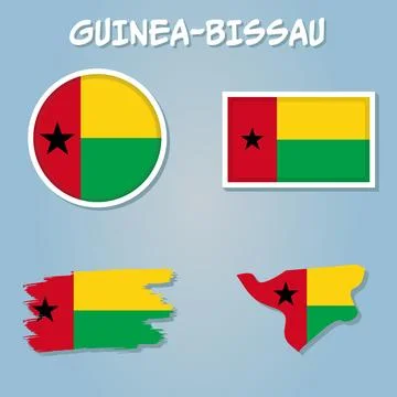 Guinea-Bissau Map Flag, map of the Republic of Guinea-Bissau with the Bissa.. Stock Illustration