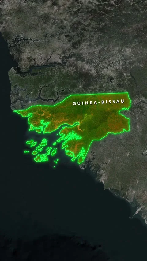 Guinea-Bissau Map Highlighted on Satellite Earth View Vertical Animation Stock Footage 341191069