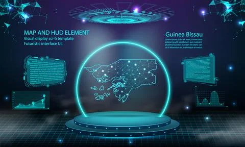 Guinea Bissau map light connecting effect background. abstract digital tech.. Stock Illustration