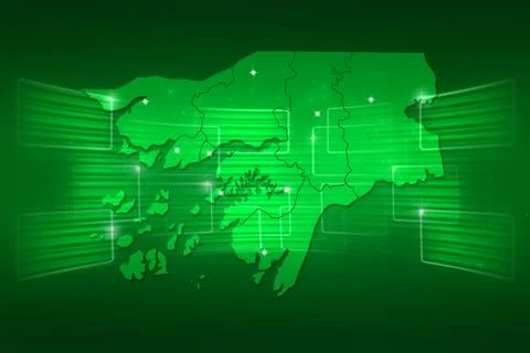 Guinea-bissau map world map news communication green Stock Illustration