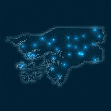 Guinea-Bissau network map. Abstract geometric map of the country. Digital c.. 스톡 일러스트