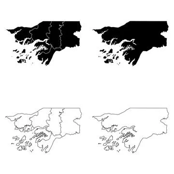 Guinea Bissau Outline and Solid Fill Map Set. Stock Illustration