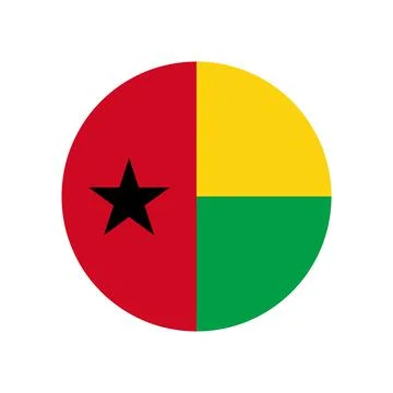Guinea Bissau vector flag circle white background Illustrazione stock