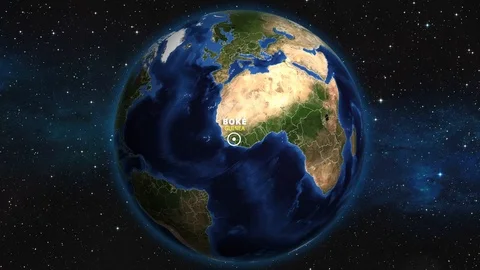 GUINEA BOKE ZOOM IN FROM SPACE Stock Footage 115650388