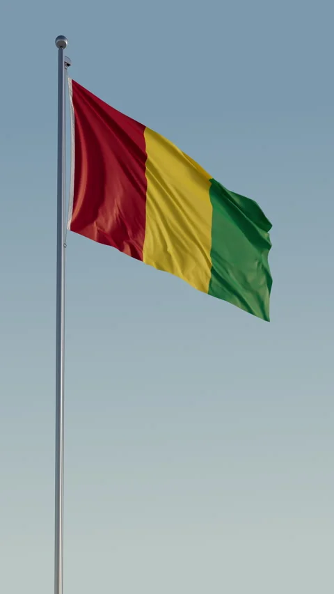 Guinea Conakry Flag Seamless Loop Cinematic Realistic Waving Blue Sky Stock Footage 319704509