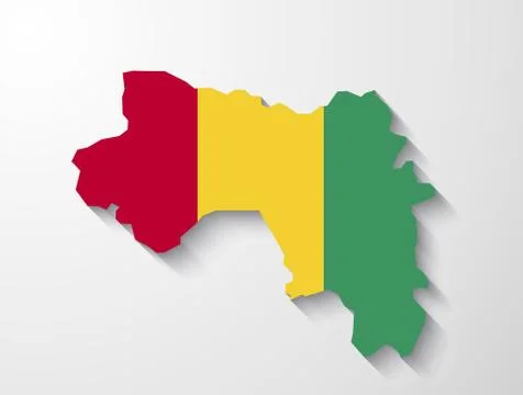 Guinea  country map with shadow effect presentation Stock Illustration