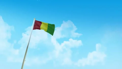 Guinea Flag 3D Render Animation with Fighter Jets Formation in Blue Sky Video stock 333222997