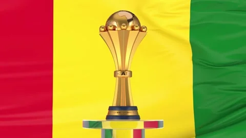 Guinea flag and Afcon trophy Stock Footage 168181962