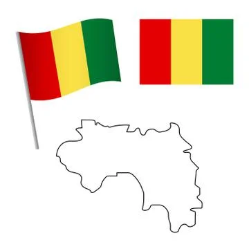 Guinea flag and map Stock Illustration