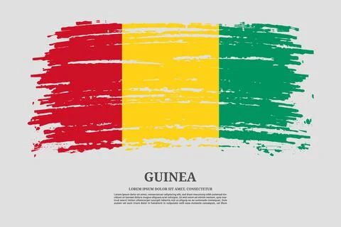 Guinea flag with brush stroke effect and information text poster, vector Stock Illustration