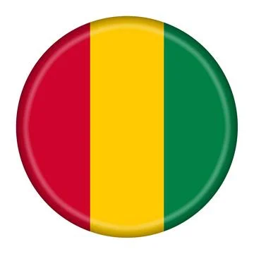 Guinea flag button 3d illustration with clipping path Stock Illustration