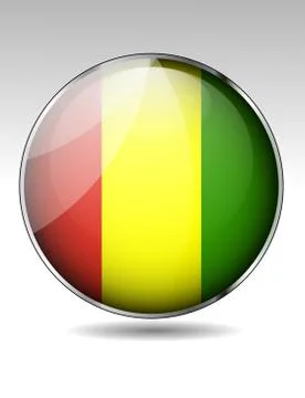 Guinea flag button Stock Illustration