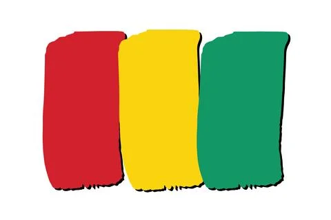 Guinea Flag with colored hand drawn lines in Vector Format Stock Illustration