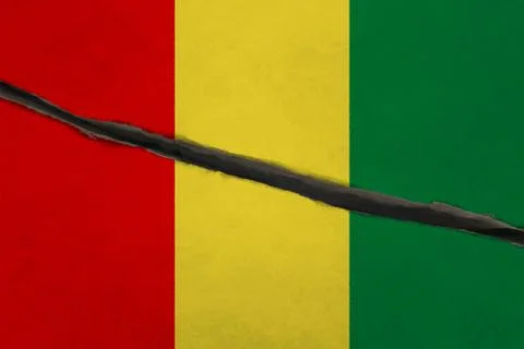 Guinea flag cracked Stock Illustration