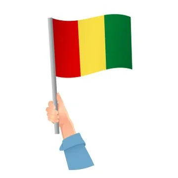 Guinea flag in hand icon 스톡 일러스트