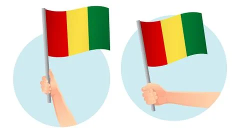 Guinea flag in hand icon Illustrazione stock