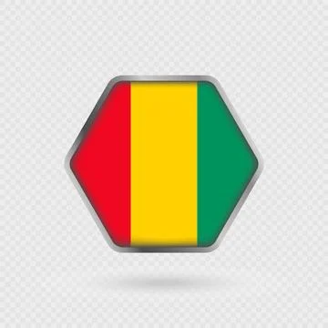 Guinea flag in a hexagon frame. Stock Illustration